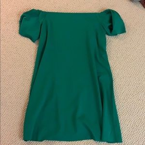 green off the shoulder dress
